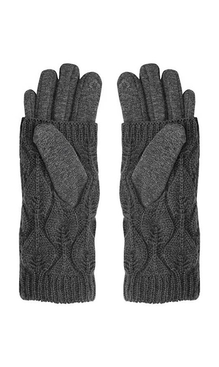 Manusi de iarna, Zola®, 2 in 1, functie Touchscreen, model tricotat, gri, universale