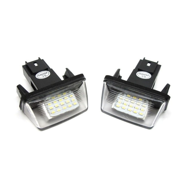 Комплект 2 LED лампи за номера, съвместими с Peugeot 206, 207, 306, 307, 308, 406, 407, 5008 Esteate Citroen Berlingo, C3 C4 C5, D4S, Saxo, Jumpy, Saxo, Xsara