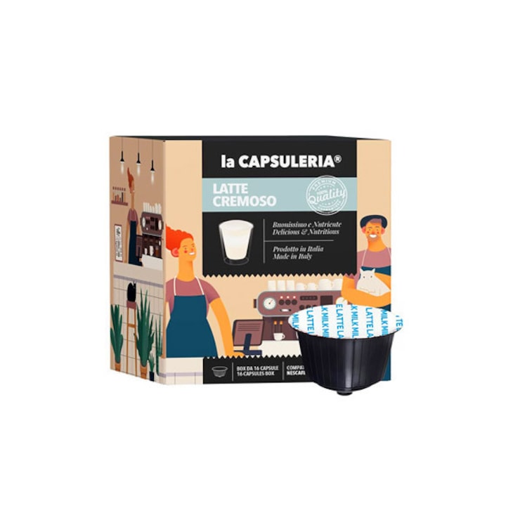 Комплект 16 млечни капсули La Capsuleria, Съвместим с Nescafe Dolce Gusto