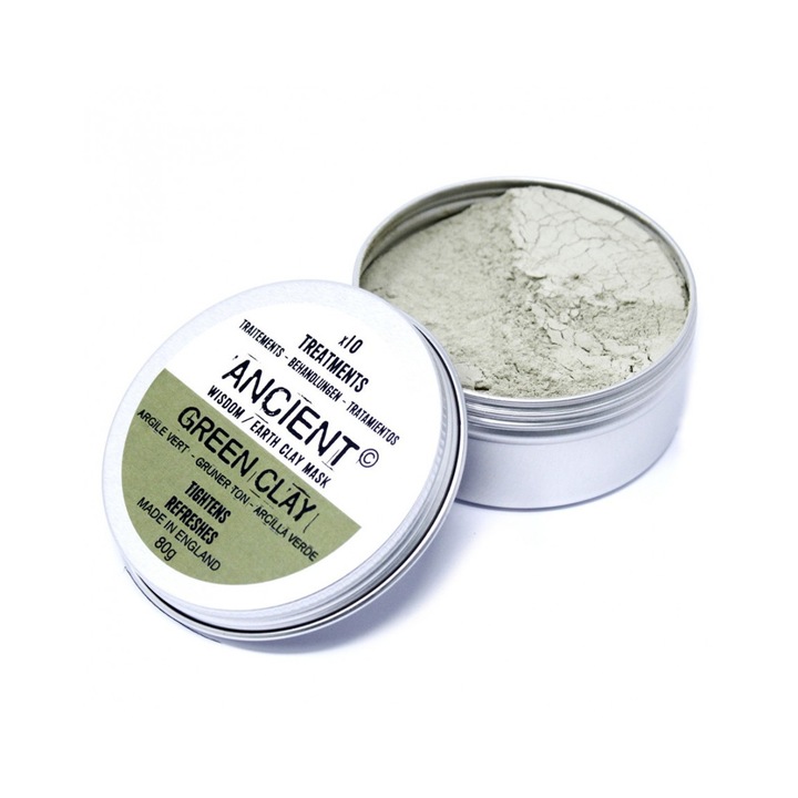 Masca de fata cu argila verde, Green Clay 80 g, Ancient Wisdom