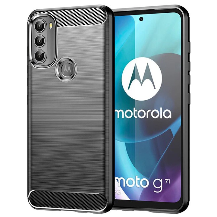 Силиконов кейс съвместим с Motorola Moto G200 5G, Carbon, черен