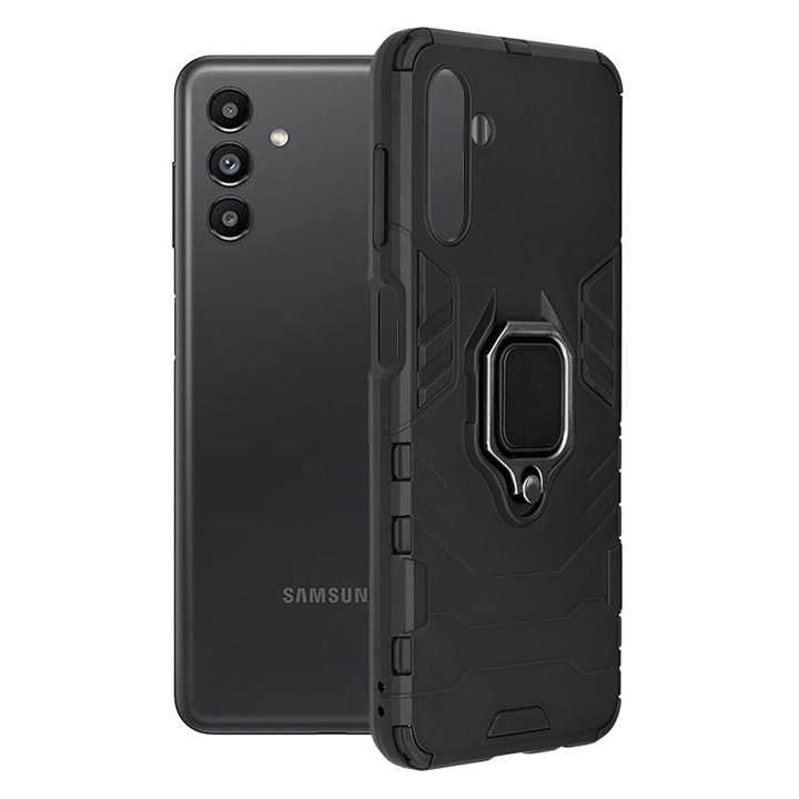 Кейс AZIAO, За Samsung Galaxy A13 5G / A04s, армейски щит, хибридна структура, 360° магнитен поддържащ пръстен, здрав издръжлив калъф, титаниево черно