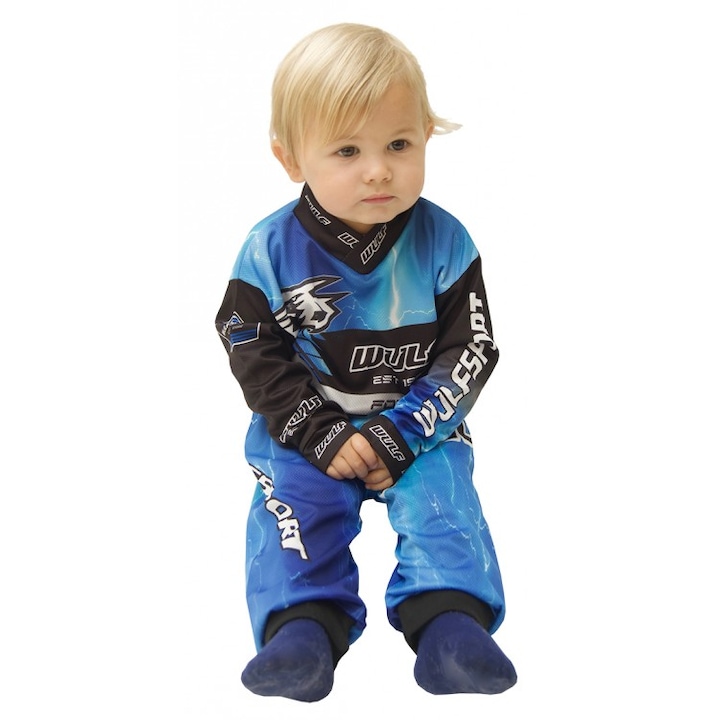 Costum motocross bebe 1-2 ani albastru