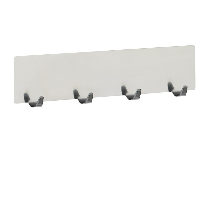 Cuier pentru prosoape ESPERIA, Inox, 4 carlige, Argintiu, 19x4.2 cm
