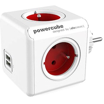 Priza/prelungitor PowerCube Allocacoc 1202RD Original, 2xUSB 2.1A, 4 prize, Rosu Priza/prelungitor PowerCube Allocacoc 1202RD Original, 2xUSB 2.1A, 4 prize, Rosu