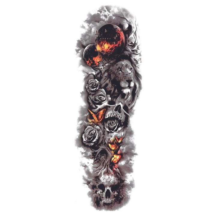 Tatuaj temporar, Flash Tattoos Romania, Rise Up, rezistent la apa, aplicare rapida, sleeve, full arm, maneca 48 x 17 cm