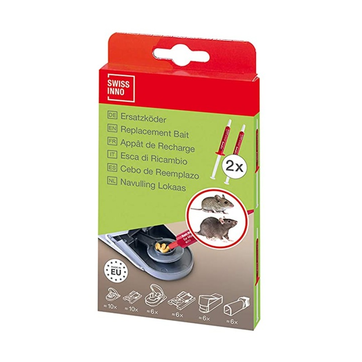 Set 2 seringi rezerva momeala naturala pentru capcanele de rozatoare Swissinno SuperCat