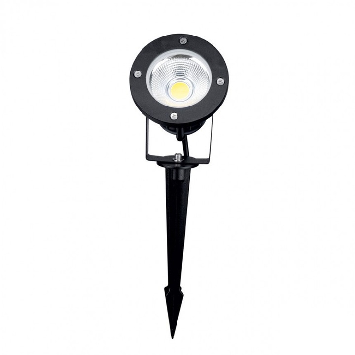 LED reflektor Lightex, 5W, 4000K, 350lm, 220V, IP65, pöcökkel, fekete