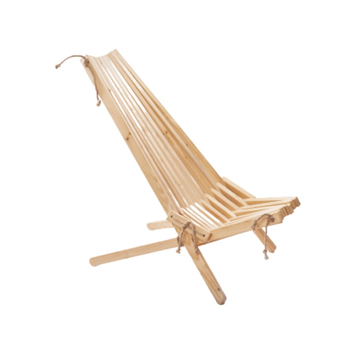 Scaun Lounge Sakart - Pin Bio, 100x50x80 cm, Manual, Fara Metal, Include Perna, Bej