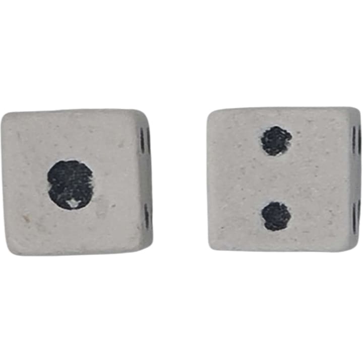 Set 2 zaruri, 7 mm, albe cu puncte negre, Dalimag