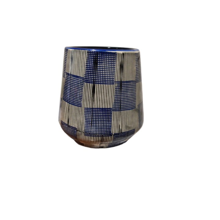Vaza alb albastra carouri 22cm