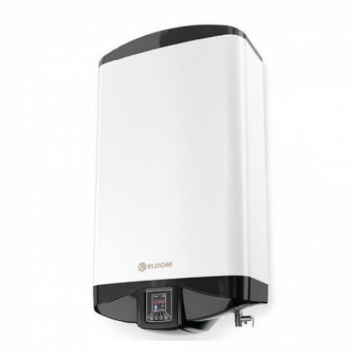 Boiler electric Eldom Galant, model plat, montaj universal, 3.3 kW, 50 litri, clasa B, display TFT Color, control Wi-Fi
