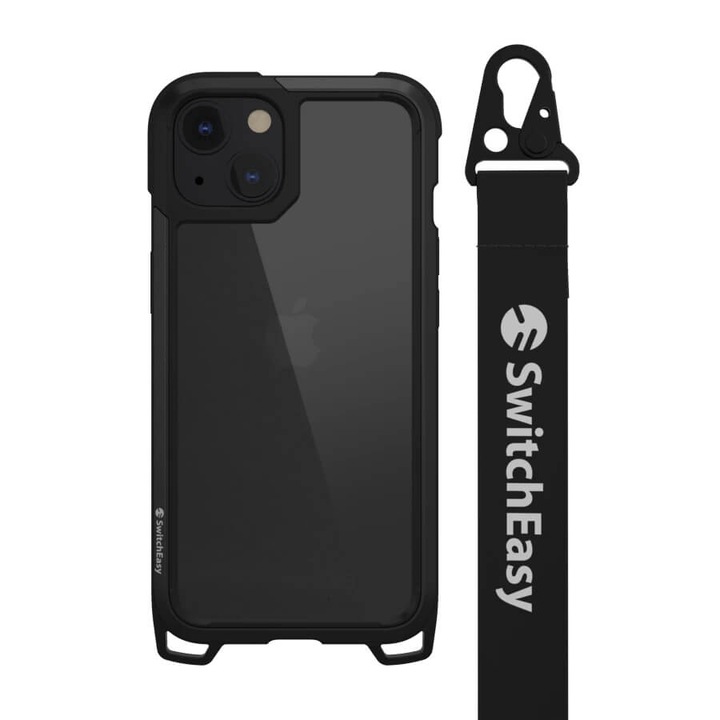 SwitchEasy Odyssey Classic Black Case - удароустойчив хибриден кейс с връзка и карабинер за iPhone 13 (черен)