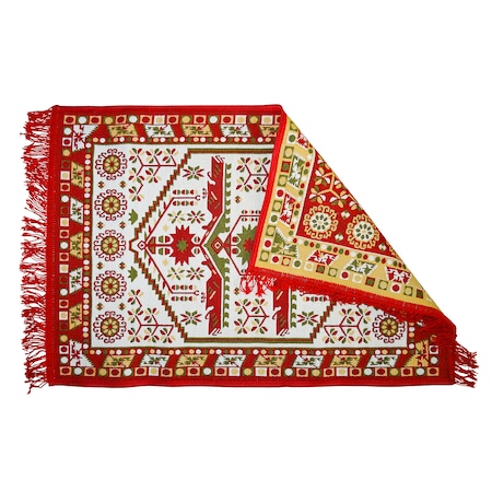 Covor traditional Natalia, 60x90 cm, 2 fete, margini intarite, lana, bumbac si fibre, cod RST1