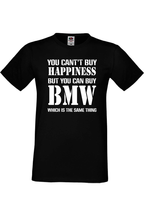 Férfi rajongói póló, autós logó, ajándék BMW, boldogságot nem vásárolhatsz, Fekete