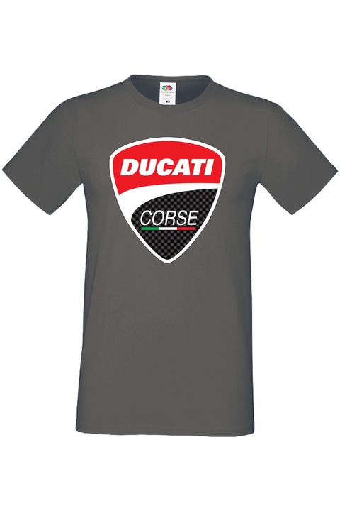 Férfi rajongói póló autós logós ajándék Ducati Corse, Szénszürke