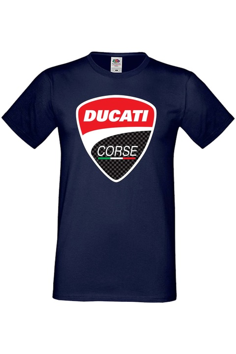 Férfi rajongói póló autós logós ajándék Ducati Corse, Tengerészkék