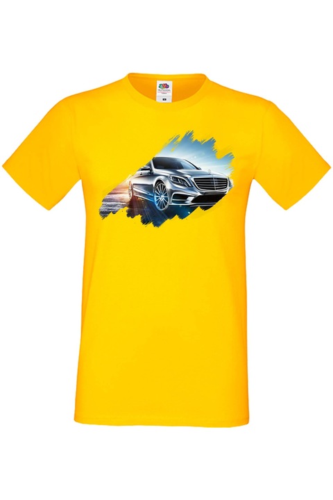 Férfi rajongói póló, autós logó, ajándék Mercedes 2, Sárga