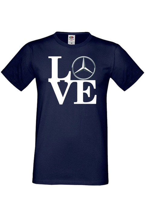 Férfi rajongói póló autós logós logós ajándék Mercedes LOVE, Tengerészkék