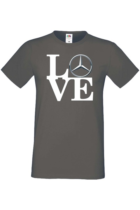 Férfi rajongói póló autós logós logós ajándék Mercedes LOVE, Szénszürke