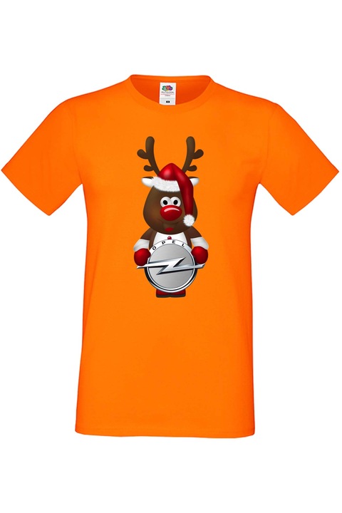 Férfi rajongói póló autós logós ajándék OPEL karácsonyi rénszarvas, Narancssárga