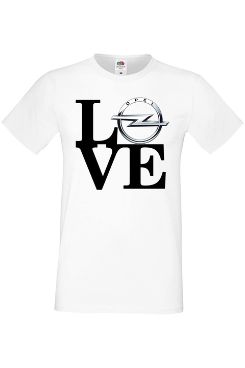 Férfi rajongói póló autós logós logós ajándék OPEL LOVE, Fehér