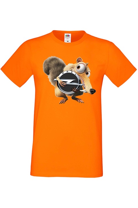 Férfi rajongói póló autós logós ajándék OPEL Scrat Ice Age, Narancssárga