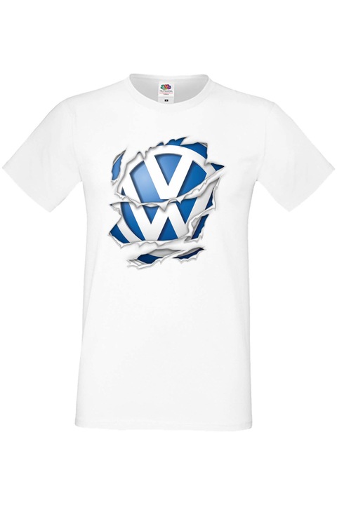 Férfi rajongói póló, autós logó, ajándék VW Torn 2, Fehér