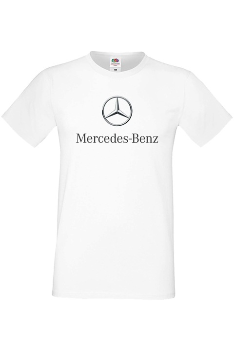 Férfi rajongói póló, autós logó, ajándék Mercedes 6, Fehér