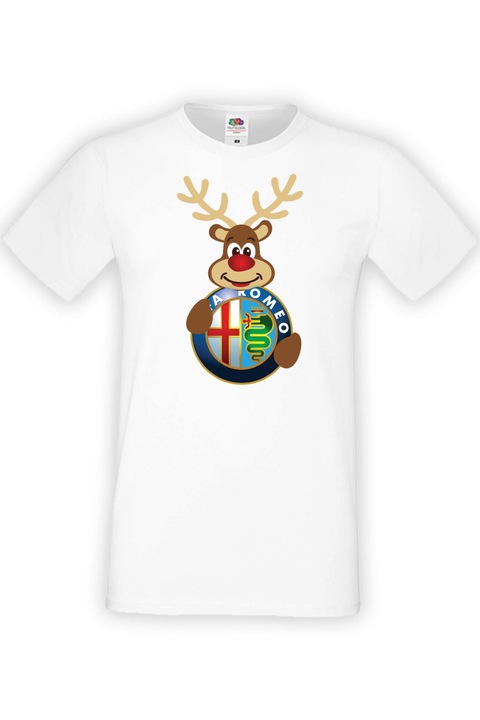 Férfi rajongói póló, autós logó, ajándék Alfa Romeo Deer 2, Fehér