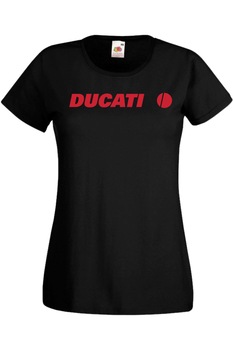 TraLaLa - Дамска Фен Тениска Кола Автомобил Лого Logo Подарък Ducati Logo, Черен