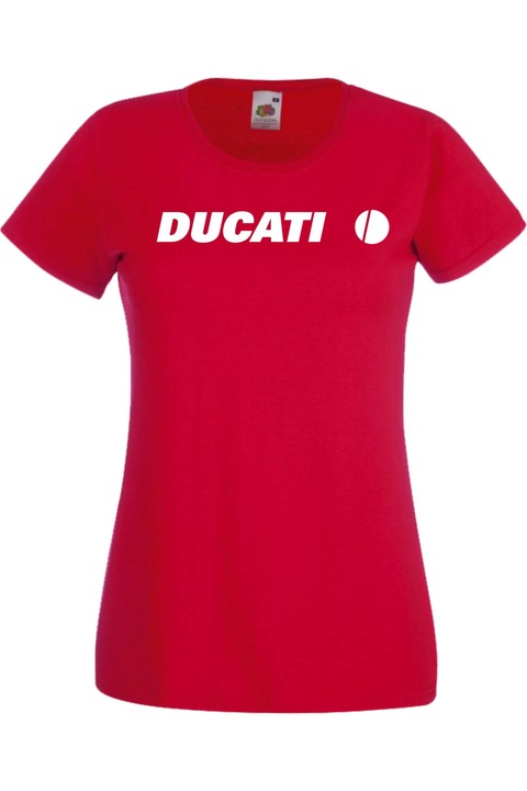 Női rajongói póló autós logó, ajándék Ducati logó, Élénkpiros