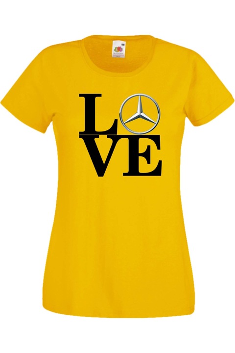 Tricou dama, TraLaLa, Bumbac, Mercedes LOVE, Galben, 2XL