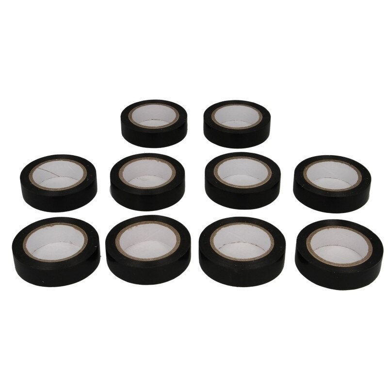 Set 10buc. banda adeziva izolatoare neagra 0.13 mm x 15 mm x 10 m PVC, Mammooth