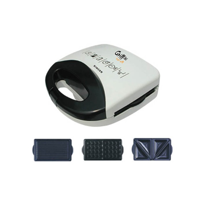 Sandwichmaker Singer 3 in 1, 700 W, 3 seturi de placi pentru grill