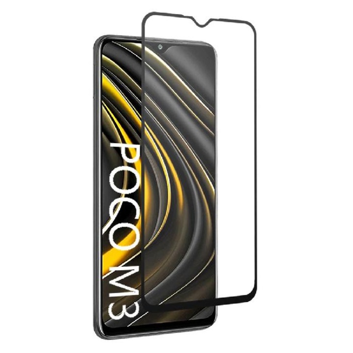 Стъклен протектор за дисплей MBX 5D Full с цяло лепило, За Xiaomi Redmi Note 10 5G/Poco M3 Pro/Poco M3 Pro 5G, Черен