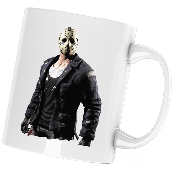 Cana personalizata ceramica alba "Mortal Kombat Jason Voorhees Freddy Krueger Mask" , 330 ml