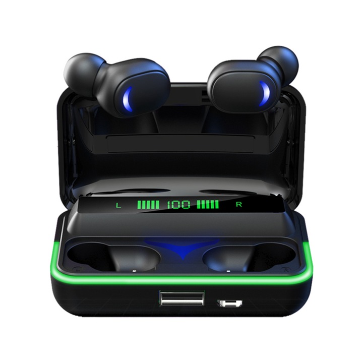 Безжични Bluetooth Слушалки SeveShop, Хендсфри, Стерео Звук, Дълбок Бас, Сензорно Управление, Водоустойчиви IPX5, Шумопотискане CVC 8.0, Гласово Активиране Siri/Bixby, Дълъг Живот На Батерията, Универсална Съвместимост С Android и iOS