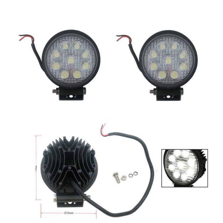 2 броя 9 LED Халогени Светлини Работни Лампи Flexzon за Ролбар АТВ, Джип