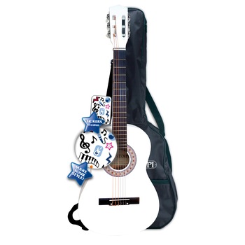 Chitara din lemn Bontempi cu husa si stickere, alb Chitara din lemn Bontempi cu husa si stickere, alb