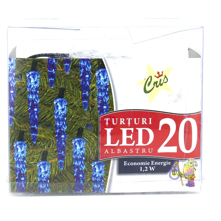 Cris Dekorációs fényfüzér, 20 LED, 4.75 m, H- 10cm, Beltéri, Kék