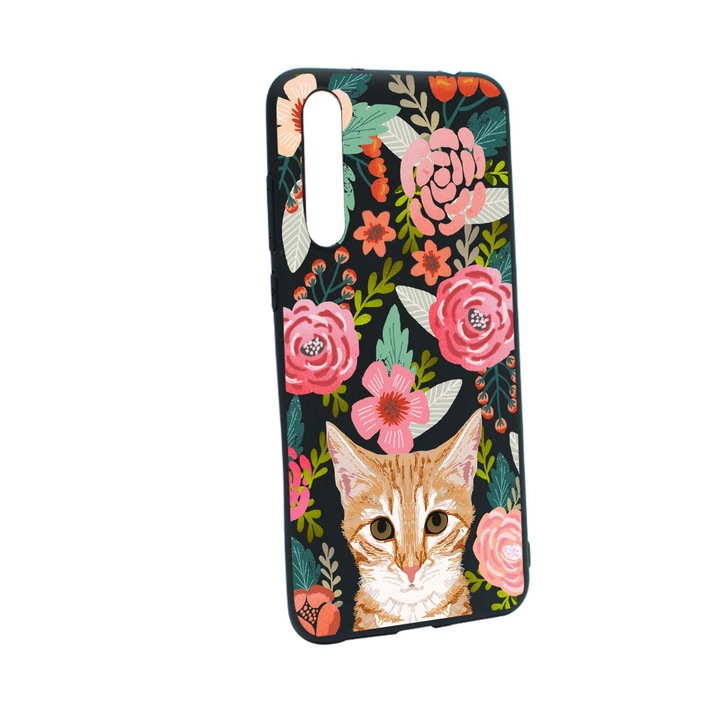 Силиконов калъф с котка и цветя, съвместим с OnePlus Nord CE 5G, устойчив на износване, противоплъзгащ се B638