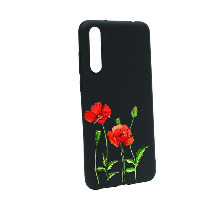 Silicon Red Flower Case, съвместим с OnePlus Nord CE 5G, устойчив на износване, против плъзгане, B643