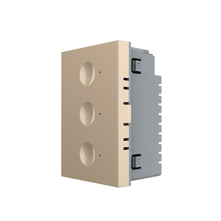 Троен превключвател с стълбовидна глава / кръстосана глава с Livolo touch, италиански стандарт, нова серия, златен