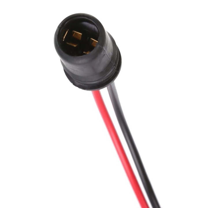 Комплект от 2 конектора T10, W5W, 13 см кабел, за електроника, крушки, светлини за кола, черен