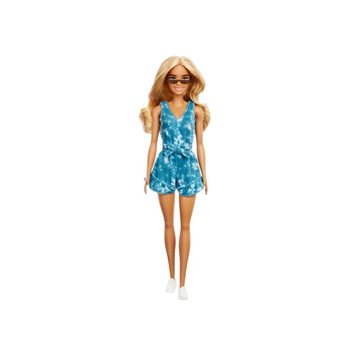 Barbie fashionista baba - kék overál