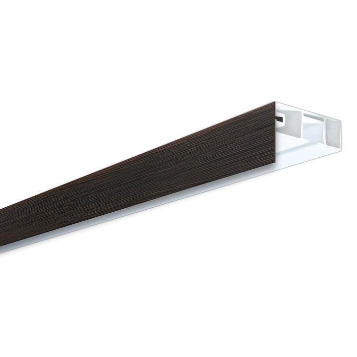 Set sina PVC sistem BM, 2 canale, 300 cm, accesorii incluse, alb si masca PVC 5 cm latime, wenge