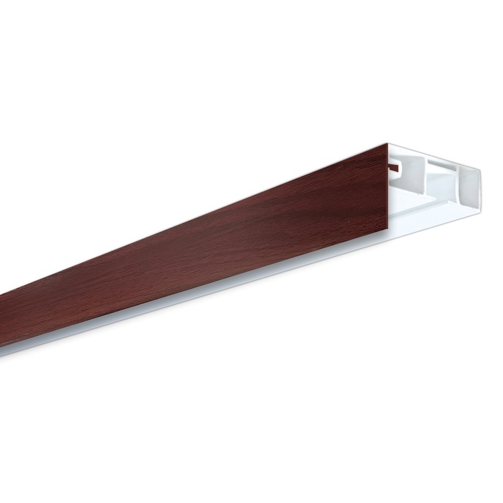 Set sina PVC sistem BM, 2 canale, 200 cm, accesorii incluse, alb si masca PVC 5 cm latime, mahon