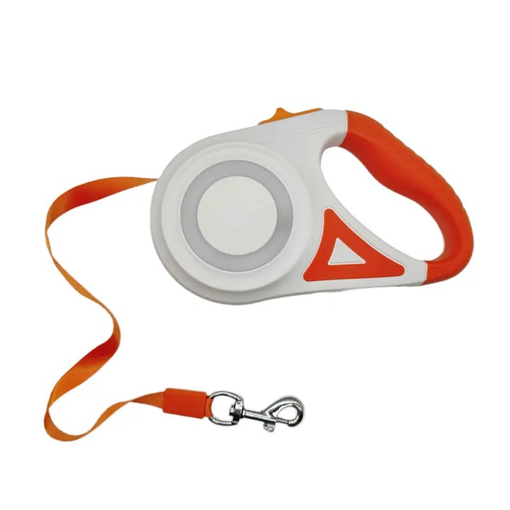 Lesa retractabila, pentru caini, cu lumini, 5 m, Orange