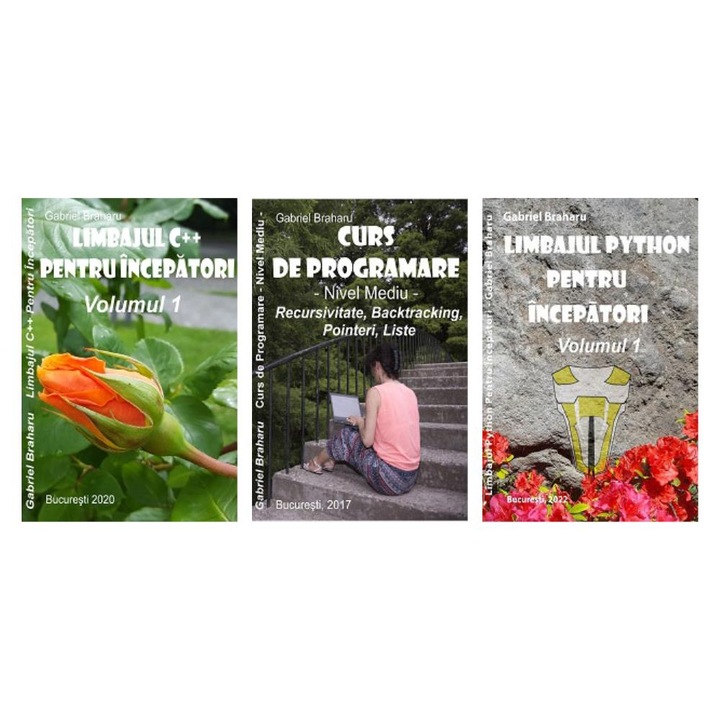 Set de 3 Carti Programare Incepatori (10), Gabriel Braharu, Colectia "Invata programare singur", 3 bucati